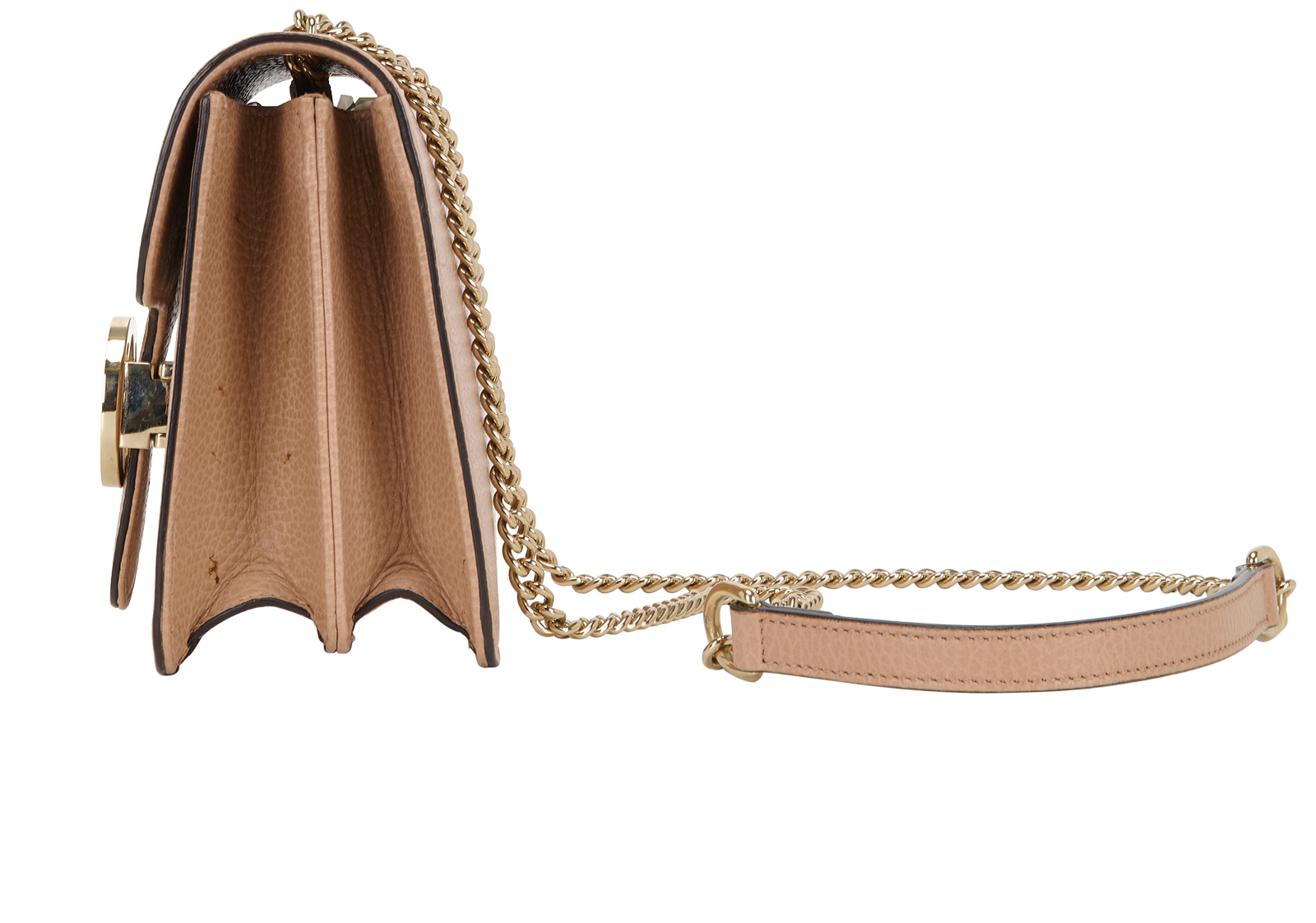 Small Interlocking G Shoulder Bag, &pound;520, Handbags, Beige, Leather, Bottom view